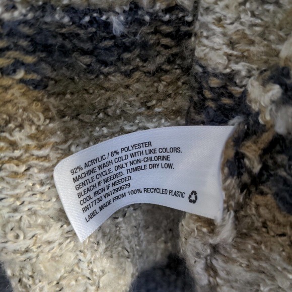 Knox Rose Women's Open Front Cardigan Knit Sweater Multi Large Striped Pockets - Picture 9 of 12